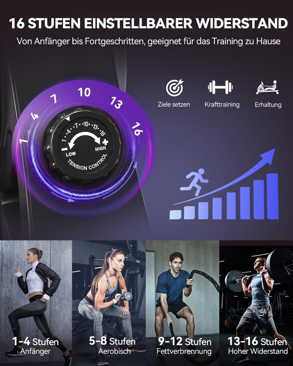 [2026 Neu] Rudergerät für Zuhause, DMASUN Magnetisches Rudergerät mit Upgrade Doppel-Slide-Rails, APP-Verbindung, 16 Widerstandsstufen, LCD-Datenanzeige, ideal für Cardio-Training, Bis 160kg Belastbar