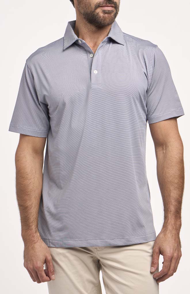 Duck Head Long Drive Stripe Short-Sleeve Performance Polo